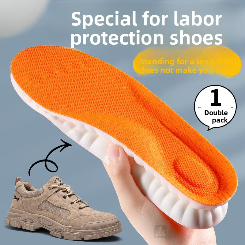 Shock-absorbing sweat-wicking and deodorizing insoles