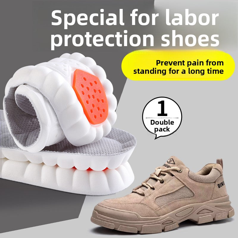 Shock-absorbing sweat-wicking and deodorizing insoles