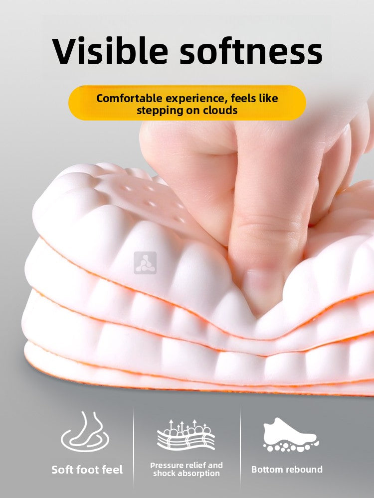 Shock-absorbing, sweat-wicking, and deodorizing insoles