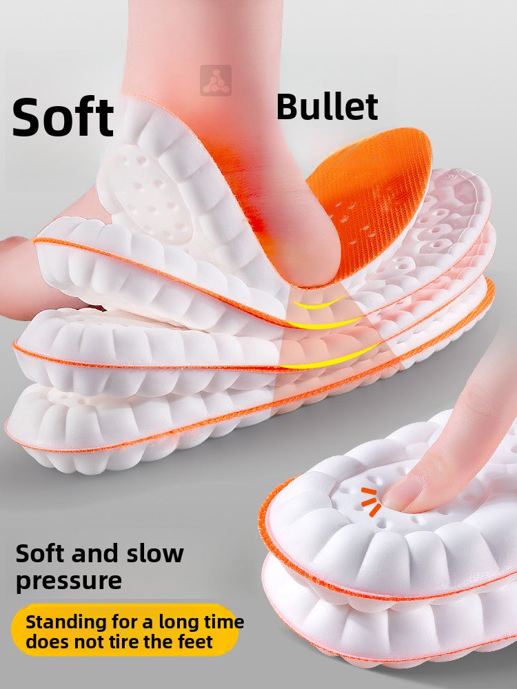 Shock-absorbing, sweat-wicking, and deodorizing insoles