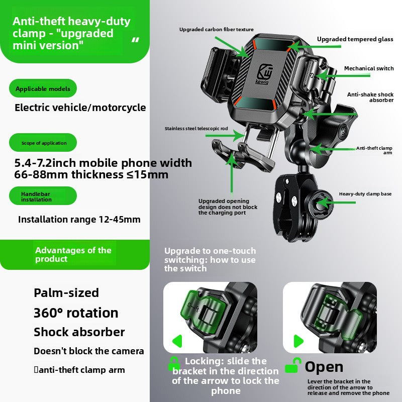 Shockproof Motorcycle Phone Mount with Quick Release