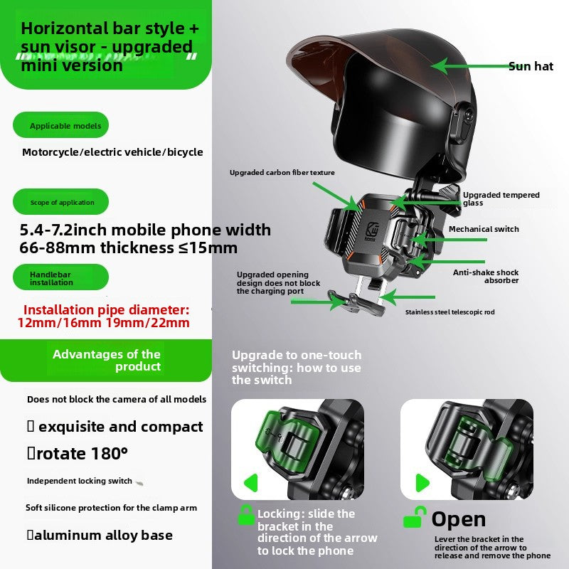 Shockproof Motorcycle Phone Mount with Quick Release