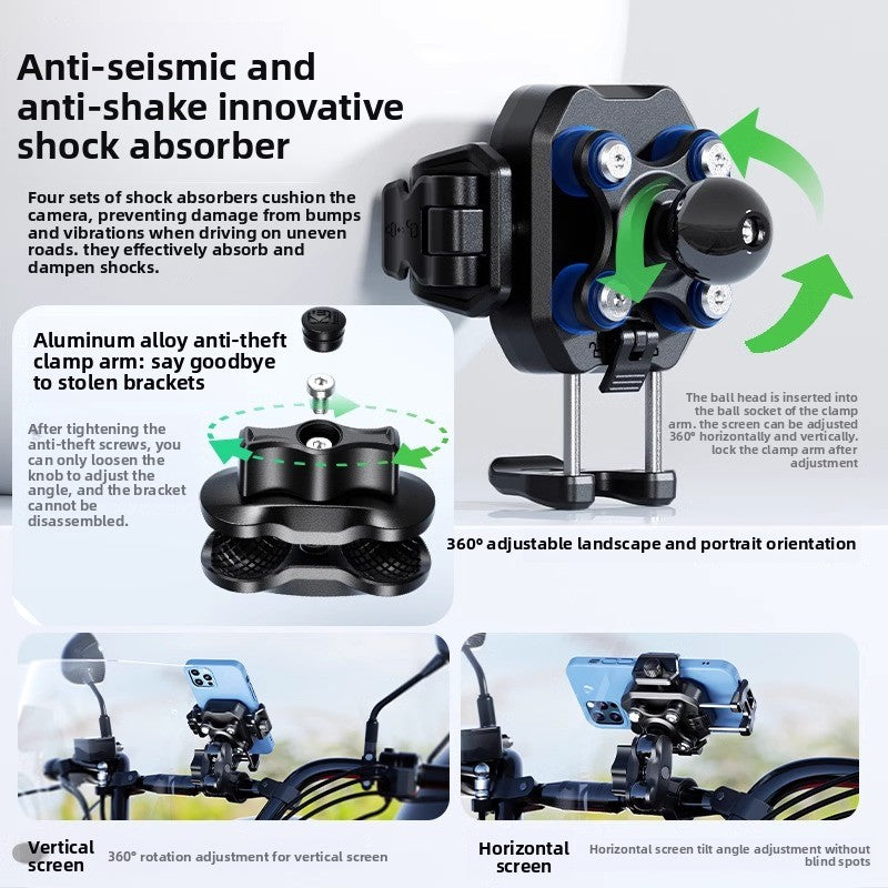 Shockproof Motorcycle Phone Mount with Quick Release