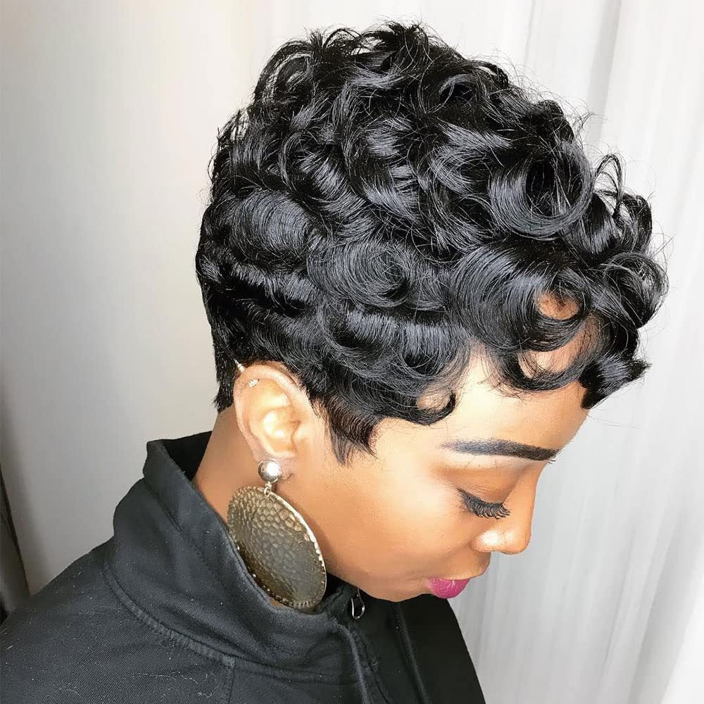 Short Curly Pixie Wig for Women