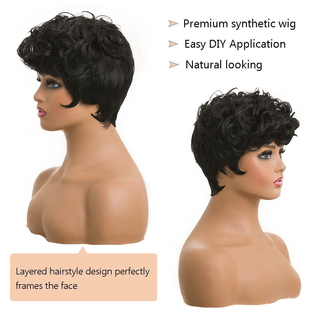 Short Curly Pixie Wig for Women