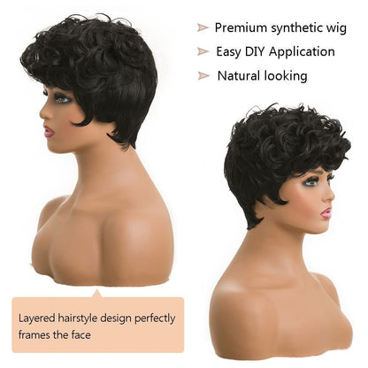 Short Curly Pixie Wig for Women