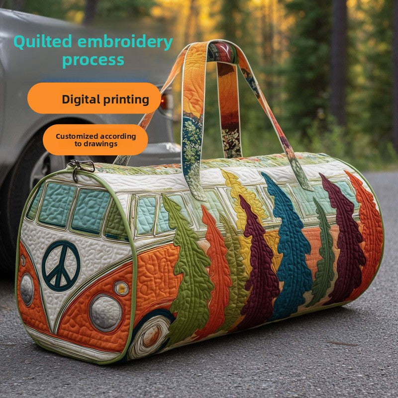 Short-distance hand-held embroidered travel bag with multi-functional fitness bag for sports activities