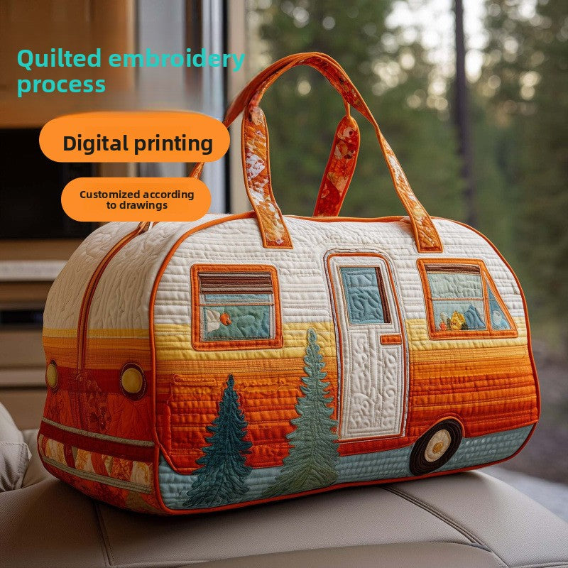 Short-distance hand-held embroidered travel bag with multi-functional fitness bag for sports activities