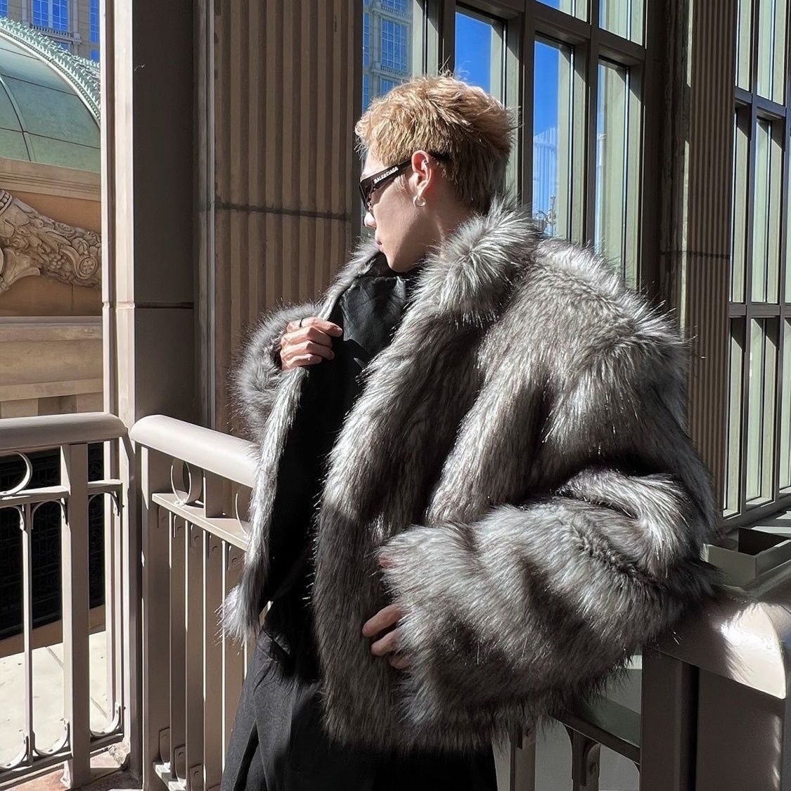 Short Faux Fur Mens Coat