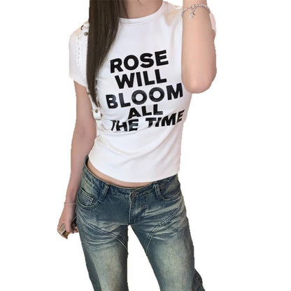 Short, fitted, crop top short-sleeved shirt