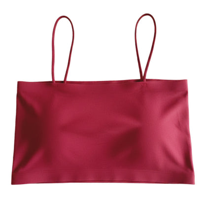 Short Seamless Ice Silk Camisole with Chest Pads, Comfortable and Breathable, No Rims, Beautiful Back Intimates, Bottoming Wrap, Breast Tube Top