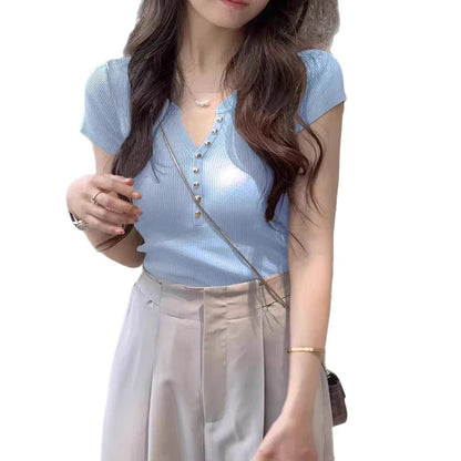 Short-Sleeve Knit Sweater
