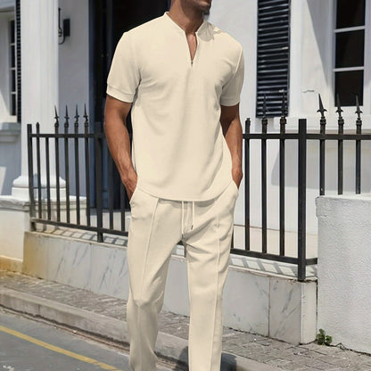Short Sleeve Polo and Pants Casual Set