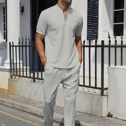 Short Sleeve Polo and Pants Casual Set