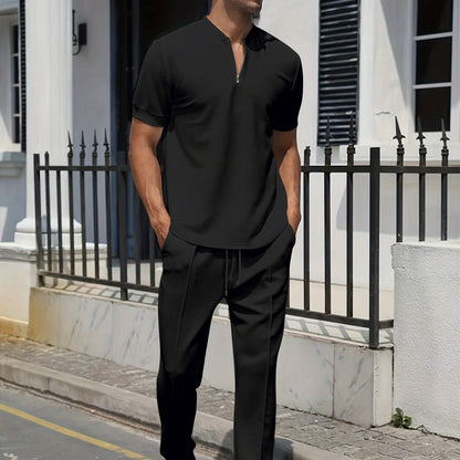 Short Sleeve Polo and Pants Casual Set