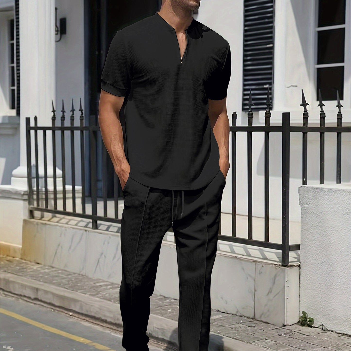 Short Sleeve Polo and Pants Casual Set