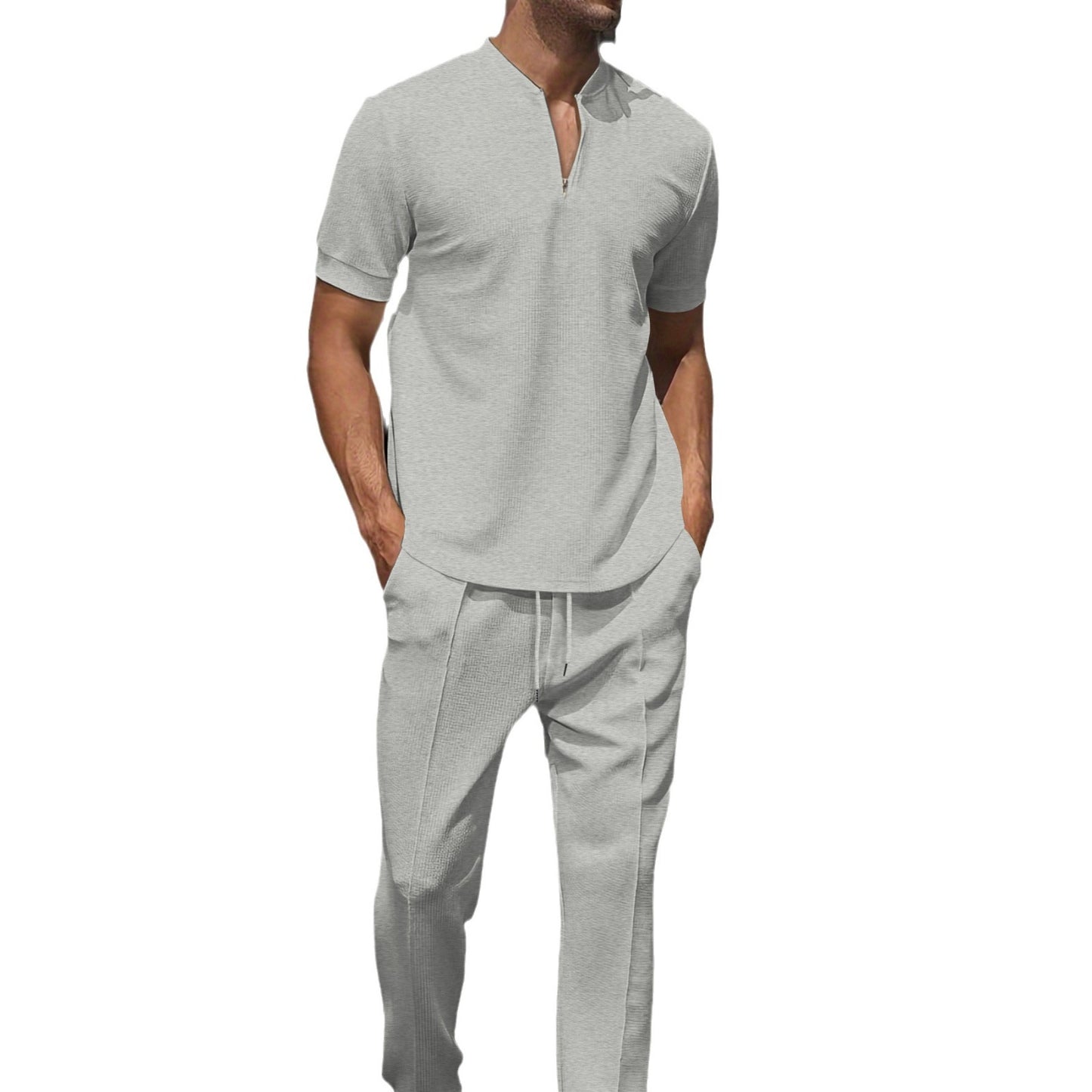 Short Sleeve Polo and Pants Casual Set