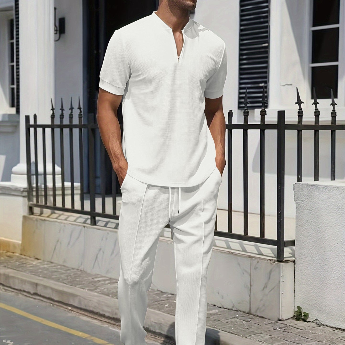 Short Sleeve Polo and Pants Casual Set