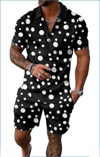 Short-sleeve top and shorts two-piece sporty-casual set for men