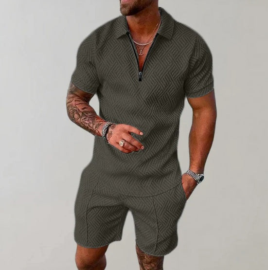 Short-sleeve top and shorts two-piece sporty-casual set for men