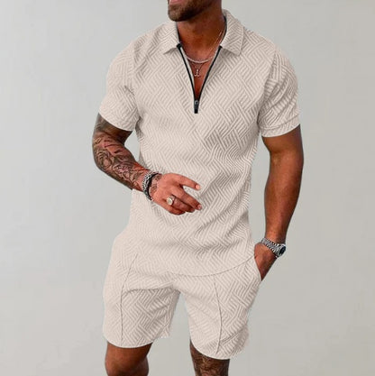 Short-sleeve top and shorts two-piece sporty-casual set for men