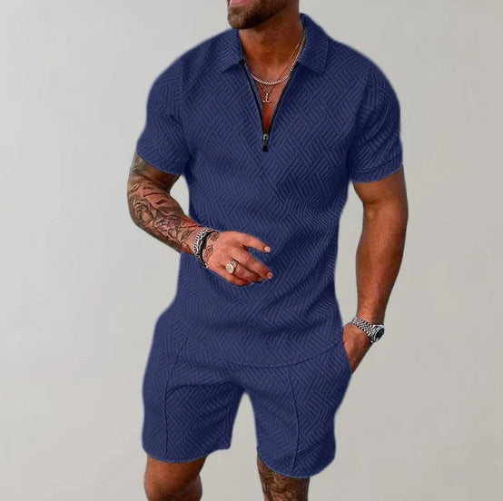 Short-sleeve top and shorts two-piece sporty-casual set for men