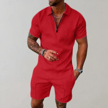 Short-sleeve top and shorts two-piece sporty-casual set for men