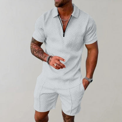 Short-sleeve top and shorts two-piece sporty-casual set for men