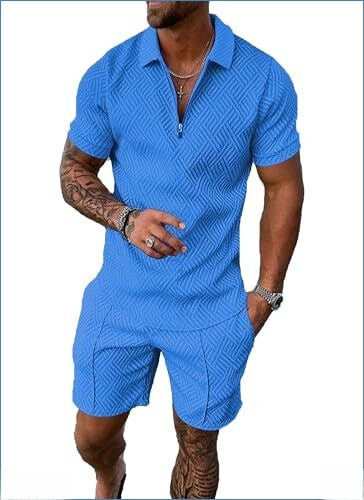 Short-sleeve top and shorts two-piece sporty-casual set for men