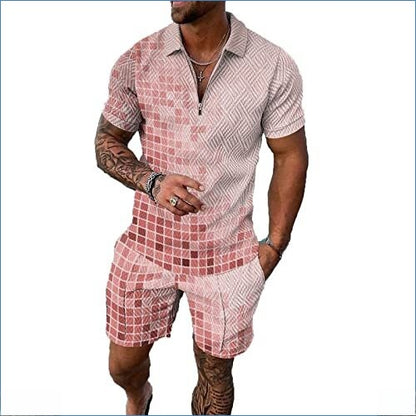 Short-sleeve top and shorts two-piece sporty-casual set for men