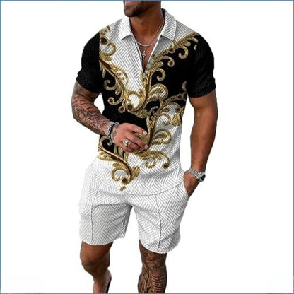 Short-sleeve top and shorts two-piece sporty-casual set for men