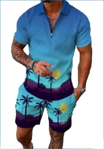 Short-sleeve top and shorts two-piece sporty-casual set for men