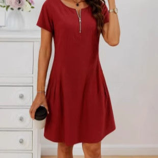 Short-sleeved button-down dress