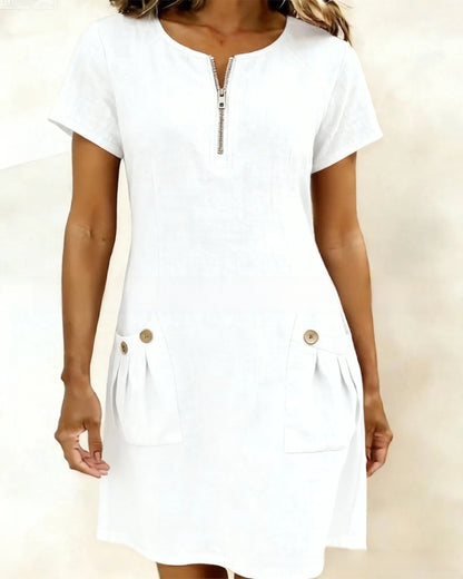 Short-sleeved button-down dress