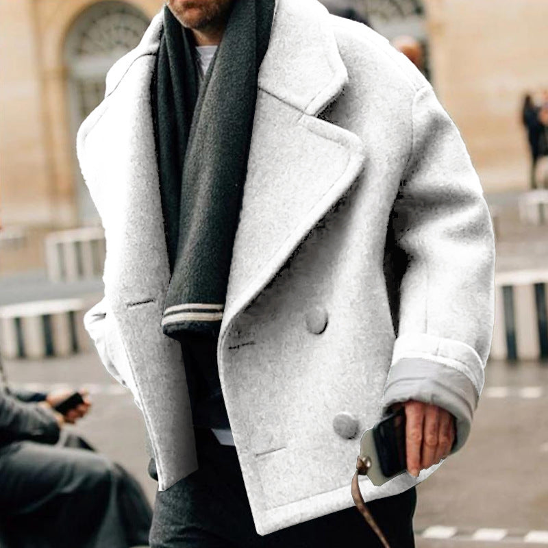 Short-sleeved button-down wool coat