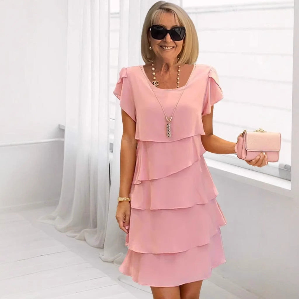 Short-sleeved cake dress