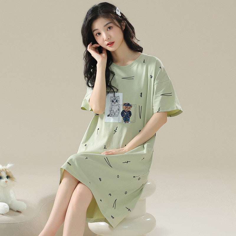 Short-Sleeved Casual Nightgown