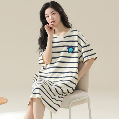 Short-Sleeved Casual Nightgown