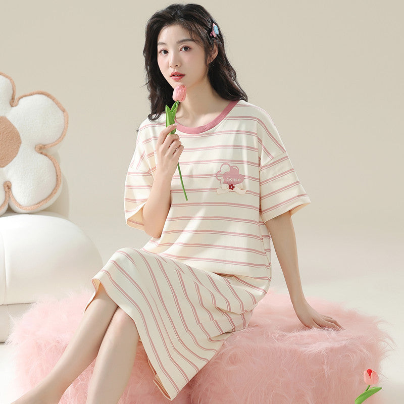 Short-Sleeved Casual Nightgown