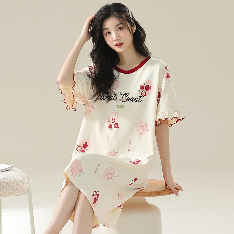 Short-Sleeved Casual Nightgown