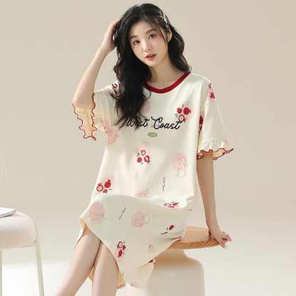 Short-Sleeved Casual Nightgown