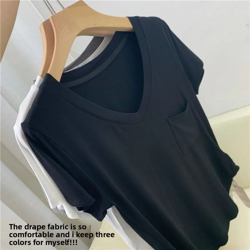 Short-sleeved Casual V-neck Top