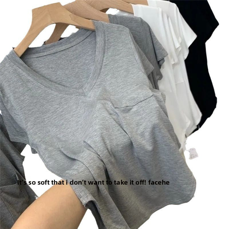 Short-sleeved Casual V-neck Top