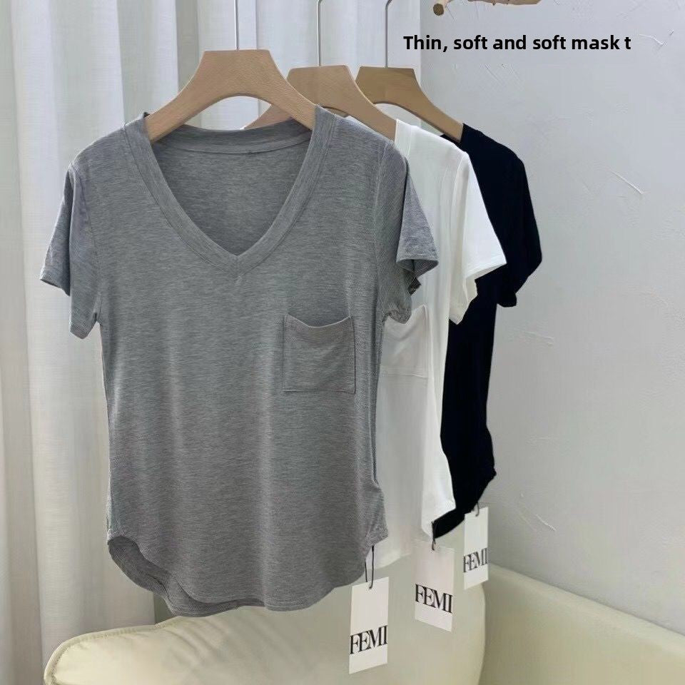 Short-sleeved Casual V-neck Top