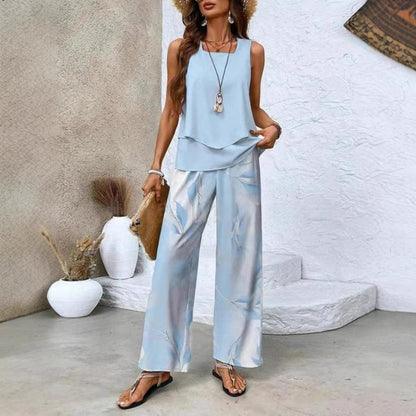 Short-sleeved double-layer vest pants