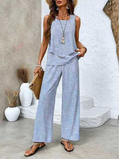 Short-sleeved double-layer vest pants