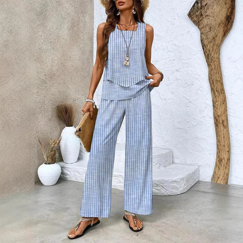 Short-sleeved double-layer vest pants