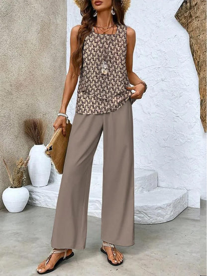 Short-sleeved double-layer vest pants