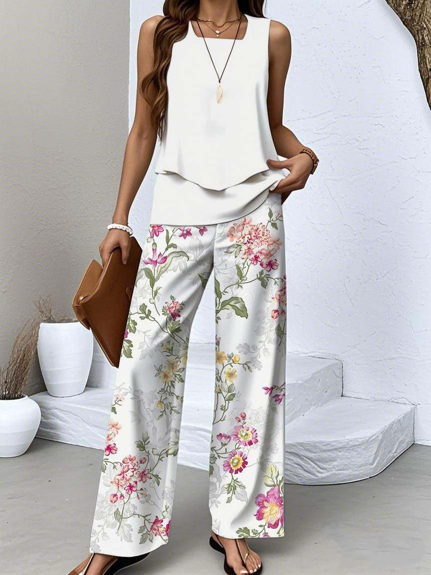 Short-sleeved double-layer vest pants