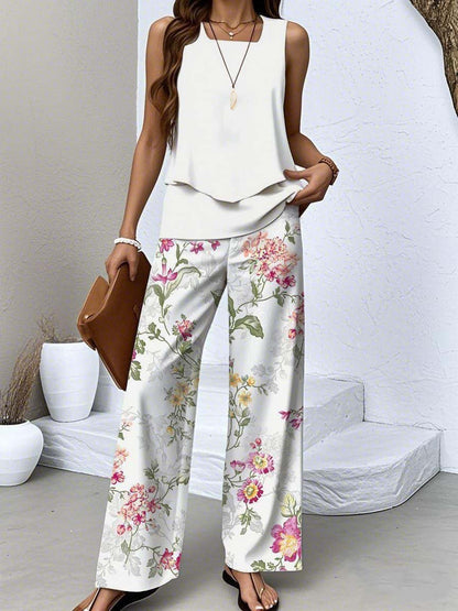Short-sleeved double-layer vest pants